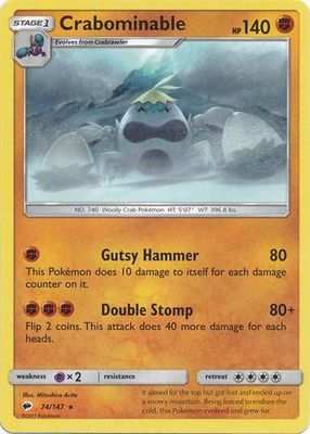 Crabominable - 74/147 - Rare Sun &amp; Moon: Burning Shadows Singles