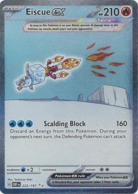 SJ Eiscue ex - 222/197 - Special Illustration Rare Scarlet &amp; Violet: Obsidian Flames Singles