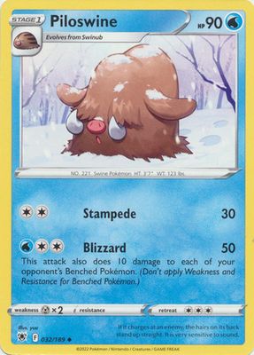 Piloswine - 032/189 - Uncommon Sword &amp; Shield: Astral Radiance Singles