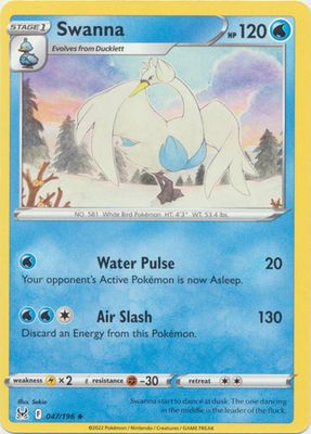 Swanna - 047/196 - Uncommon Sword &amp; Shield: Lost Origin Singles