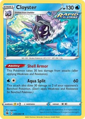 Cloyster - 051/264 - Rare Sword &amp; Shield: Fusion Strike Singles