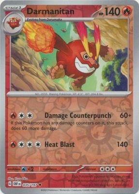 Darmanitan - 035/197 - Uncommon Reverse Holo Scarlet &amp; Violet: Obsidian Flames Reverse Holo Singles