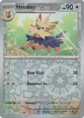 Herdier - 171/197 - Common Reverse Holo Scarlet &amp; Violet: Obsidian Flames Reverse Holo Singles