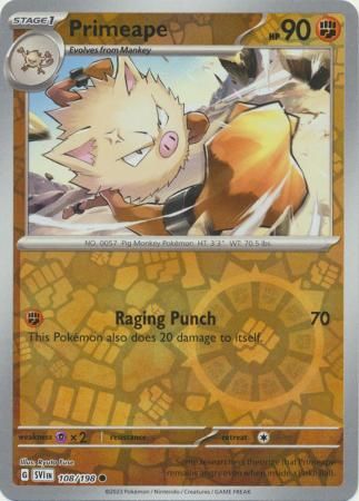 Primeape - 108/198 - Common Reverse Holo Scarlet &amp; Violet (Base Set) Reverse