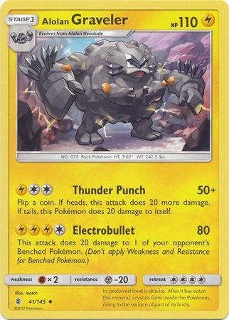 Alolan Graveler - 41/145 - Uncommon Sun &amp; Moon: Guardians Rising Singles