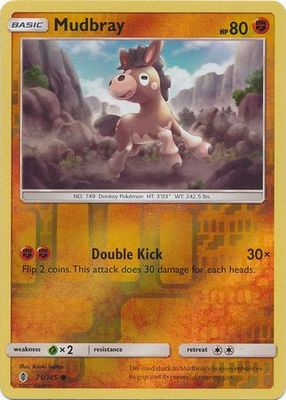 Mudbray - 75/145 - Common Reverse Holo Sun &amp; Moon: Guardians Rising Reverse Holo Singles