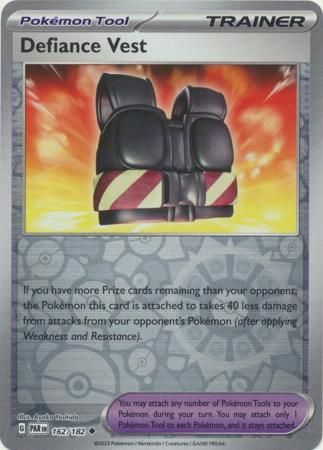 Defiance Vest - 162/182 - Uncommon Reverse Holo Scarlet &amp; Violet: Paradox Rift Reverse Holo Singles