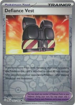 Defiance Vest - 162/182 - Uncommon Reverse Holo Scarlet &amp; Violet: Paradox Rift Reverse Holo Singles