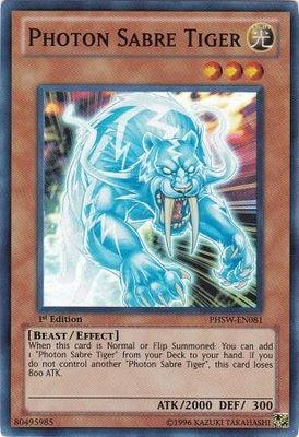 Photon Sabre Tiger - PHSW-EN081 - Super Rare 1st Edition Photon Shockwave 1st Edition Singles