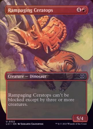 Rampaging Ceratops 0322 - Borderless Foil The Lost Caverns of Ixalan Collector Booster Foil Singles