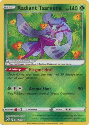 SJ Radiant Tsareena - 016/195 - Radiant Rare Sword &amp; Shield: Silver Tempest Singles