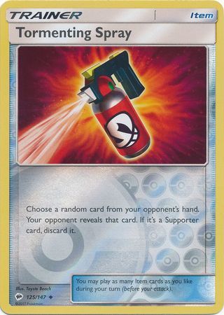 Tormenting Spray - 125/147 - Uncommon Reverse Holo Sun &amp; Moon: Burning Shadows Reverse Holo Singles