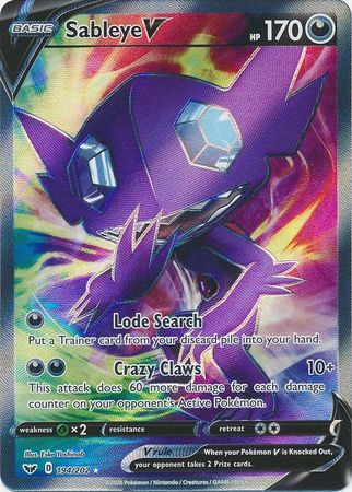 SJ Sableye V - 194/202 - Full Art Ultra Rare Sword &amp; Shield (Base Set) Singles