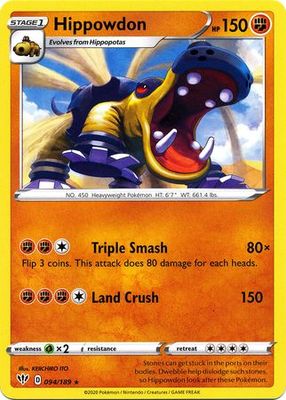 Hippowdon - 094/189 - Rare Sword &amp; Shield: Darkness Ablaze Singles