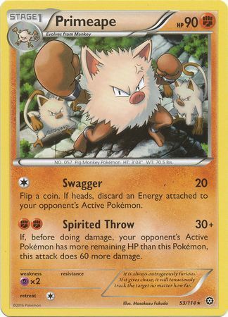 Primeape - 53/114 - Rare XY: Steam Siege Singles (Español)