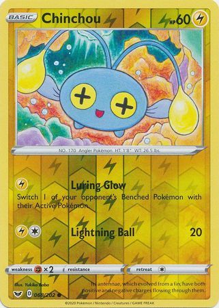 Chinchou - 068/202 - Common Reverse Holo Sword &amp; Shield (Base Set) Reverse Holo Singles