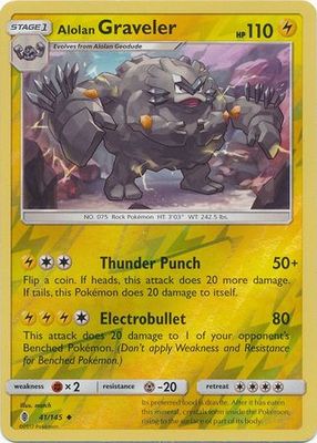 Alolan Graveler - 41/145 - Uncommon Reverse Holo Sun &amp; Moon: Guardians Rising Reverse Holo Singles