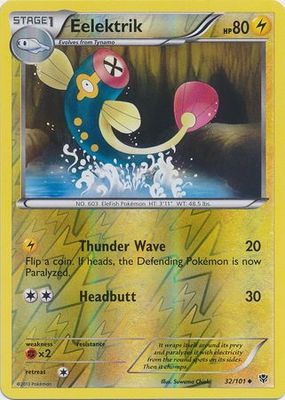 Eelektrik - 32/101 - Uncommon Reverse Holo Black &amp; White 10: Plasma Blast Reverse Holo Singles