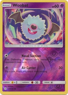 Woobat - 87/236 - Common Reverse Holo Sun &amp; Moon: Cosmic Eclipse Reverse Holo Singles (Español)