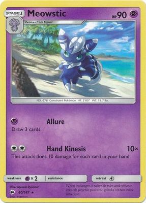 Meowstic - 60/147 - Rare Sun &amp; Moon: Burning Shadows Singles