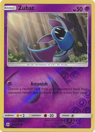 Zubat - 54/149 - Common Reverse Holo Sun &amp; Moon (Base Set) Reverse Holo Singles