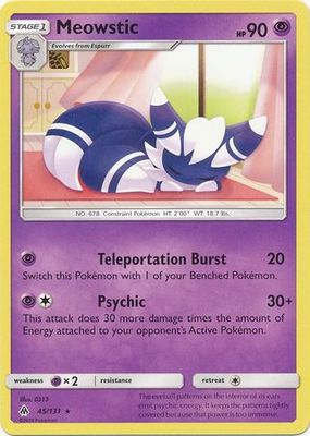 Meowstic - 45/131 - Rare Sun &amp; Moon: Forbidden Light Singles