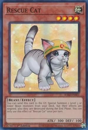 Rescue Cat (Alternate Art) - RA02-EN001 - Super Rare 1st Edition Rarity Collection II Singles