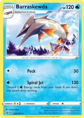 Barraskewda - 053/192 - Rare Sword &amp; Shield: Rebel Clash Singles