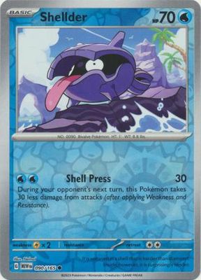 Shellder - 090/165 - Common Reverse Holo Scarlet &amp; Violet 151 Reverse Holo Singles