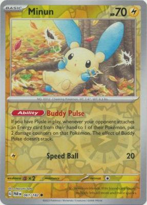 Minun - 061/182 - Common Reverse Holo Scarlet &amp; Violet: Paradox Rift Reverse Holo Singles