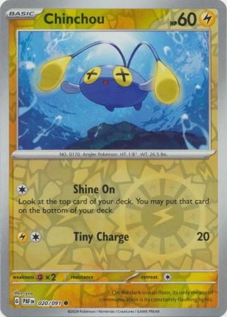 Chinchou - 020/091 - Common Reverse Holo Scarlet &amp; Violet: Paldean Fates Reverse Holo Singles