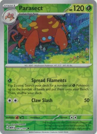 Parasect - 047/165 - Uncommon Reverse Holo Scarlet &amp; Violet 151 Reverse Holo Singles