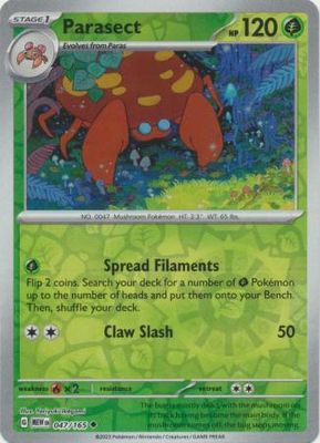 Parasect - 047/165 - Uncommon Reverse Holo Scarlet &amp; Violet 151 Reverse Holo Singles