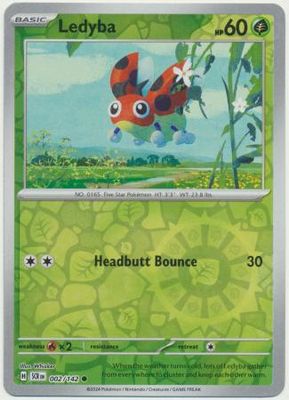 Ledyba - 002/142 - Common Reverse Holo Scarlet &amp; Violet: Stellar Crown Reverse Singles
