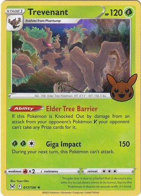 Trevenant - 017/196 - Holo Rare Reverse Holo Trick or Trade BOOster Bundle 2023 (TTBB23) Reverse Holo Singles