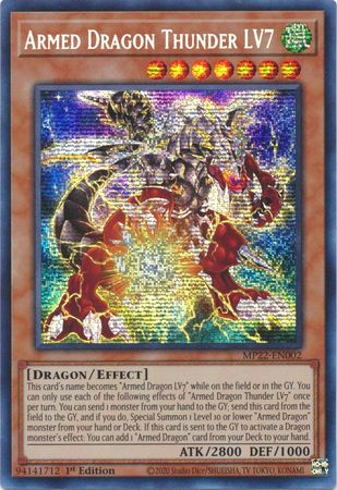 Armed Dragon Thunder LV7 - MP22-EN002 - Prismatic Secret Rare 1st Edition 2022 Mega-Tin: Pharaoh&#39;s Gods 1st Edition Singles