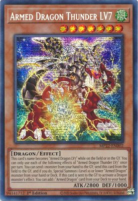 Armed Dragon Thunder LV7 - MP22-EN002 - Prismatic Secret Rare 1st Edition 2022 Mega-Tin: Pharaoh&#39;s Gods 1st Edition Singles