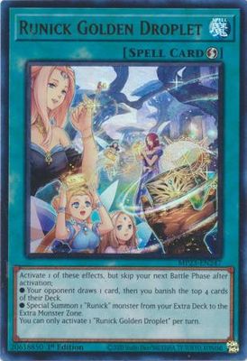 Runick Golden Droplet - MP23-EN247 - Ultra Rare 1st Edition Mega Tin 2023 Dueling Heroes Singles