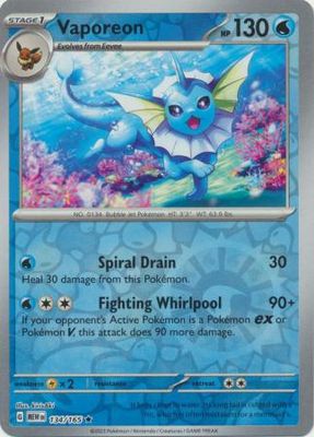 Vaporeon - 134/165 - Holo Rare Reverse Holo Scarlet &amp; Violet 151 Reverse Holo Singles