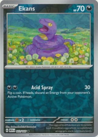 Ekans - 023/165 - Common Reverse Holo Scarlet &amp; Violet 151 Reverse Holo Singles
