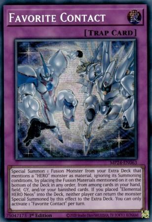 Favorite Contact - MP24-EN063 - Prismatic Secret Rare 1st Edition Mega Tin 2024 Dueling Mirrors Singles