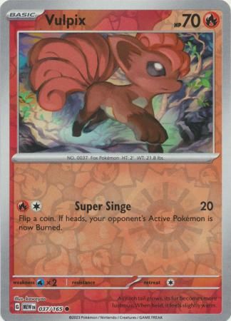 Vulpix - 037/165 - Common Reverse Holo Scarlet &amp; Violet 151 Reverse Holo Singles