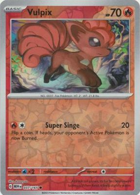 Vulpix - 037/165 - Common Reverse Holo Scarlet &amp; Violet 151 Reverse Holo Singles