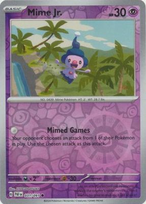 Mime Jr. - 031/091 - Common Reverse Holo Scarlet &amp; Violet: Paldean Fates Reverse Holo Singles (Español)
