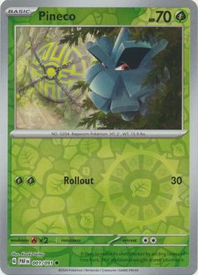 Pineco - 001/091 - Common Reverse Holo Scarlet &amp; Violet: Paldean Fates Reverse Holo Singles