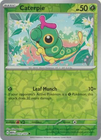 Caterpie - 010/165 - Common Reverse Holo Scarlet &amp; Violet 151 Reverse Holo Singles