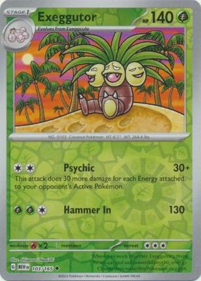 Exeggutor - 103/165 - Uncommon Reverse Holo Scarlet &amp; Violet 151 Reverse Holo Singles