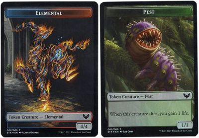 Elemental Token 002/009 | Pest Token 005/009 - Foil STX Strixhaven: School of Mages Foil Singles