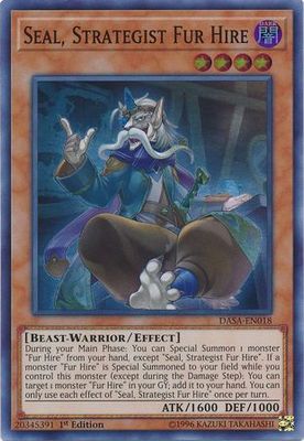 Seal, Strategist Fur Hire - DASA-EN018 - Super Rare 1st Edition Dark Saviors 1st Edition Singles
