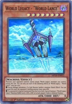 World Legacy - World Lance - MP19-EN012 - Super Rare 1st Edition Yu-Gi-Oh! 2019 Mega-Tins: Gold Sarcophagus Tin Mega Pack Singles (espanol)